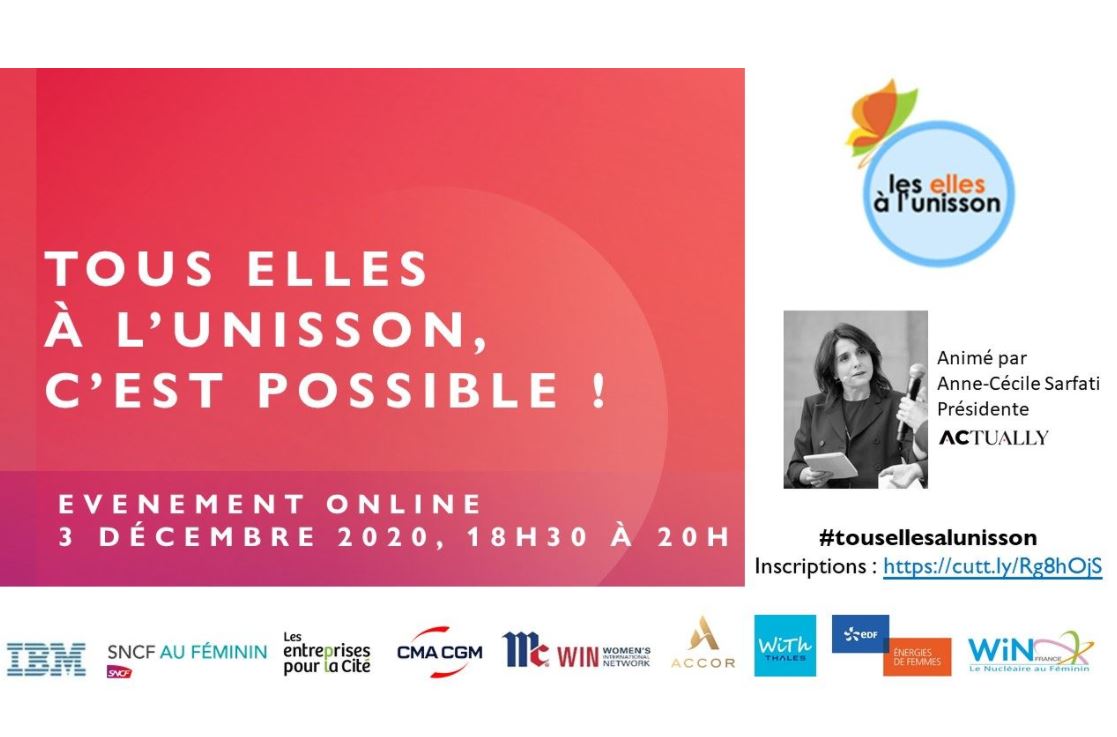 image à la une 3 Décembre 18h30 : « Tous Elles à l&rsquo;unisson » webinaire